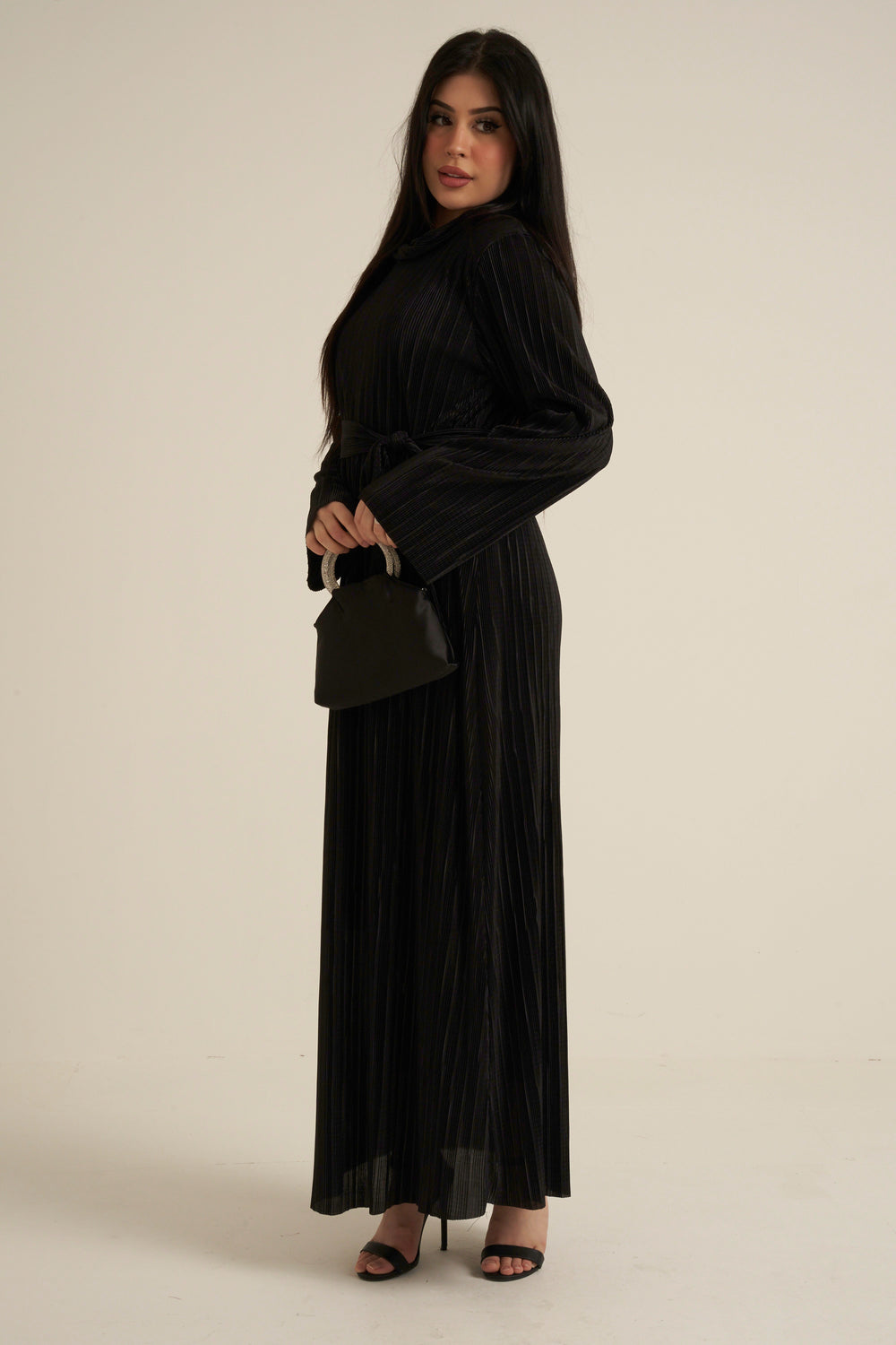 Black Luxe Maxi Dress with belt