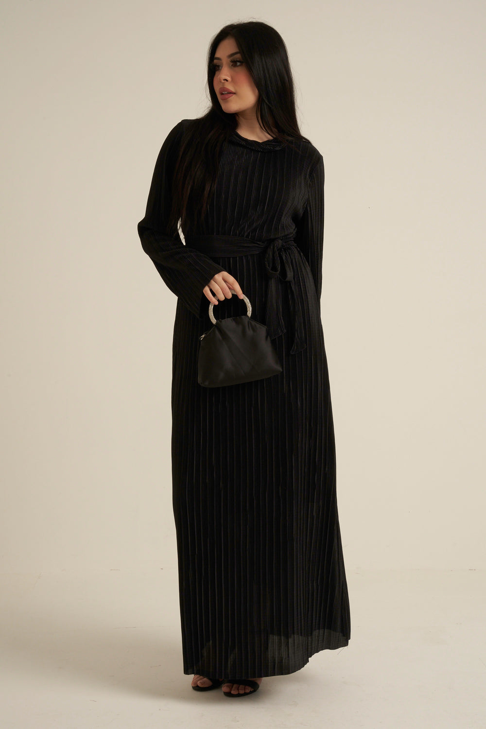 Black Luxe Maxi Dress with belt