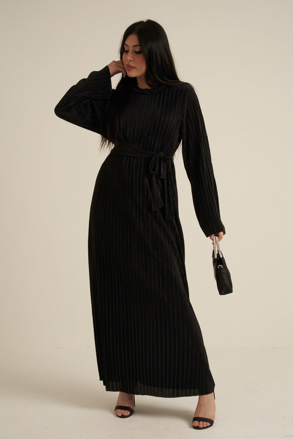 Black Luxe Maxi Dress with belt