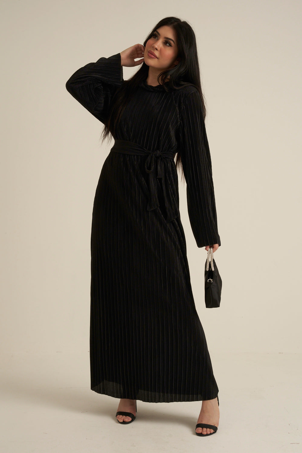 Black Luxe Maxi Dress with belt
