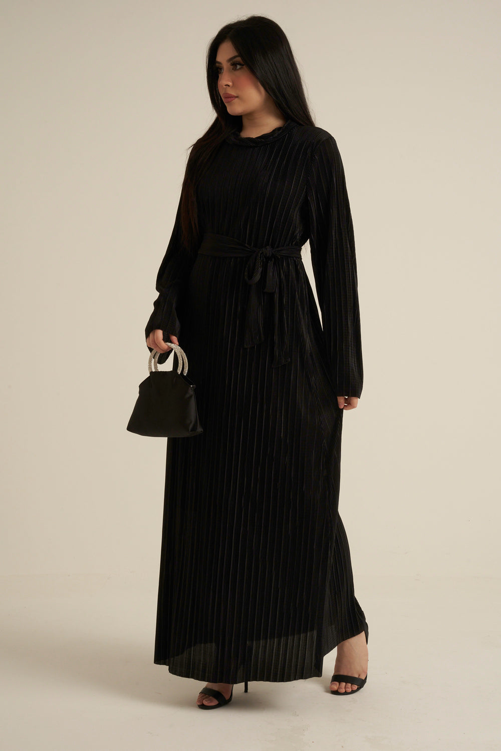Black Luxe Maxi Dress with belt