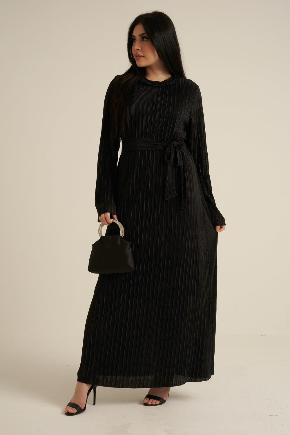 Black Luxe Maxi Dress with belt