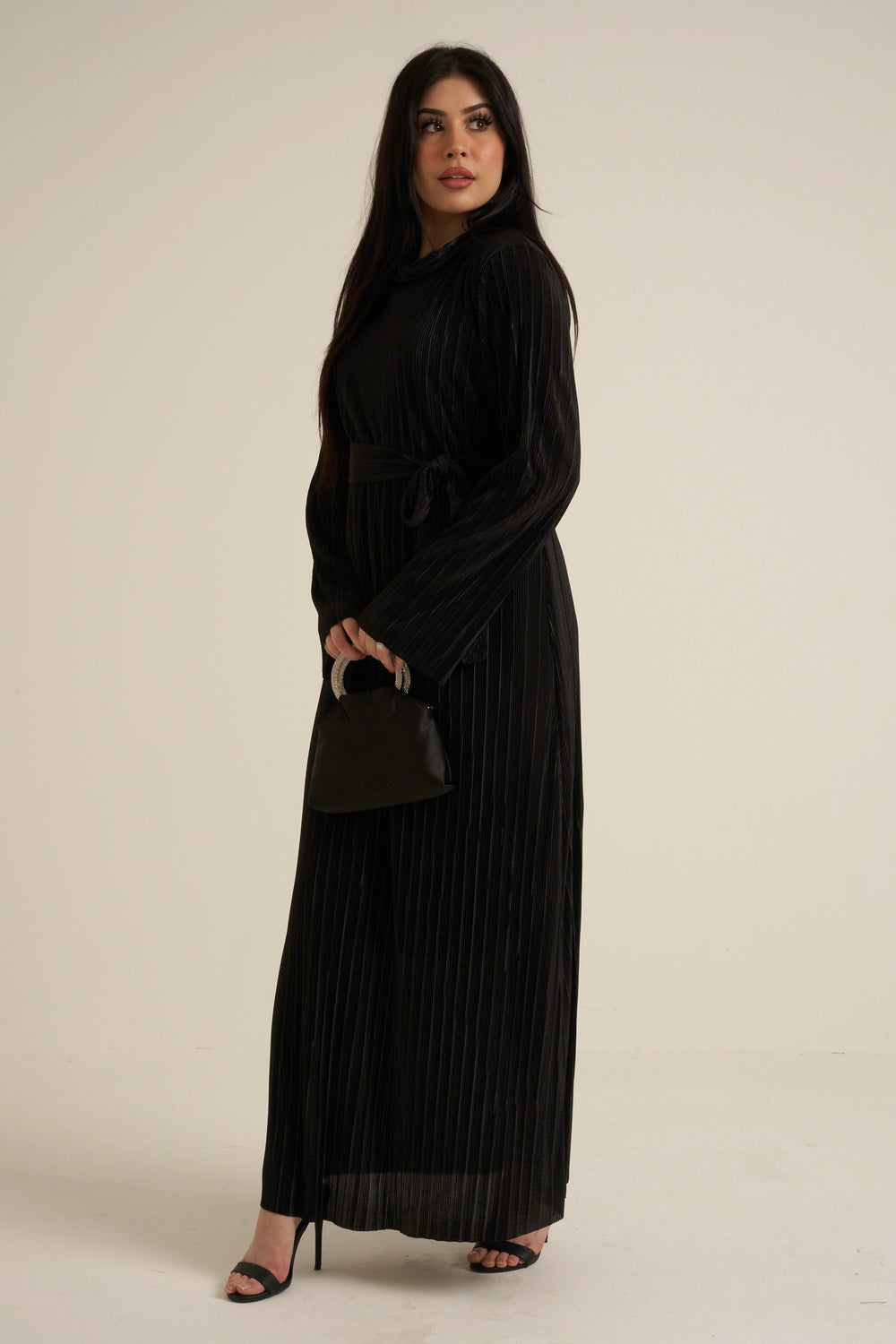 Black Luxe Maxi Dress with belt