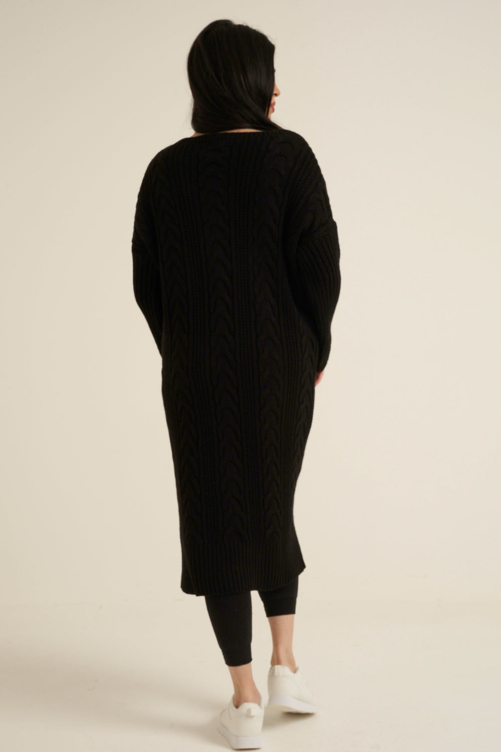 Black Knit Long Jumper Dress