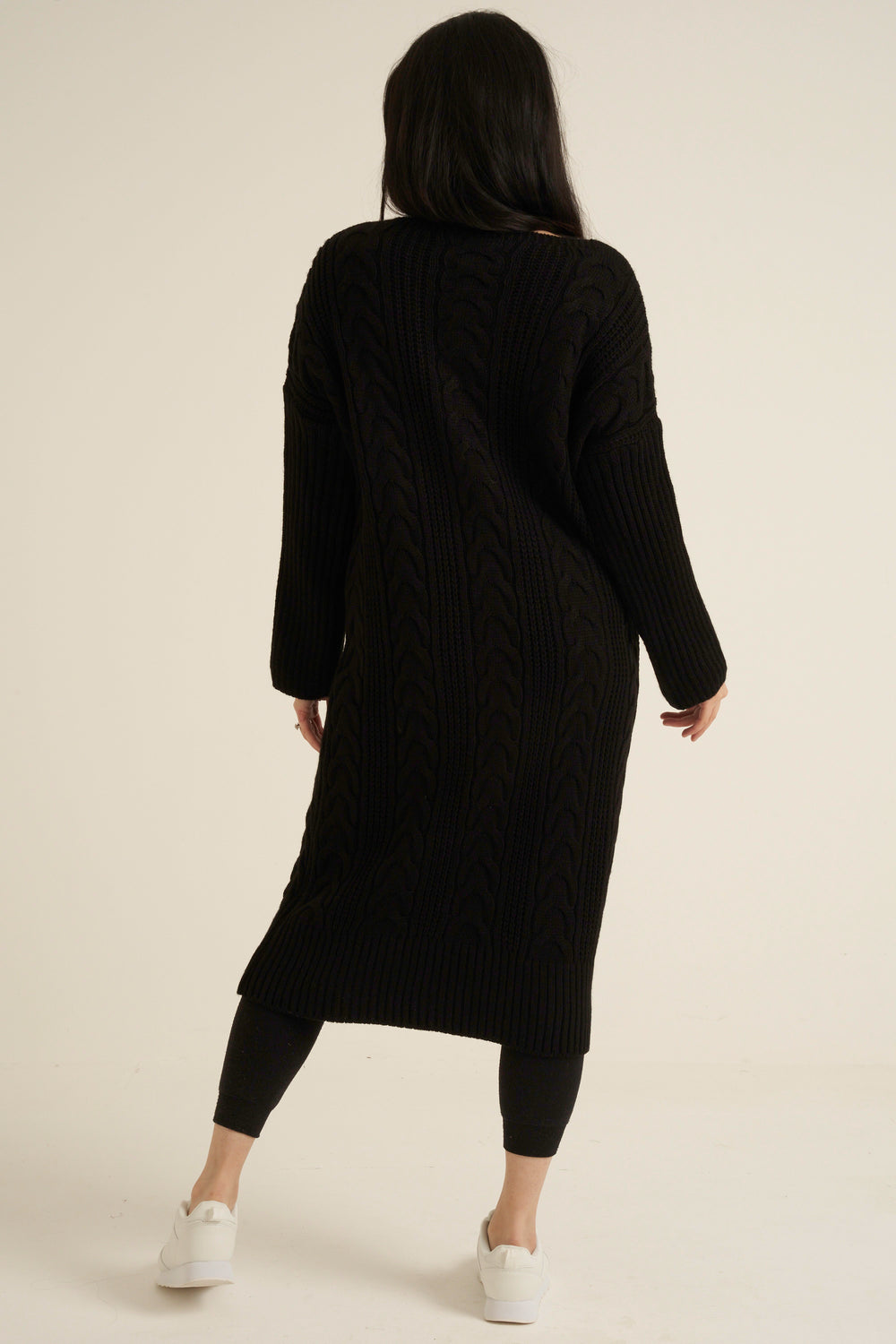 Black Knit Long Jumper Dress