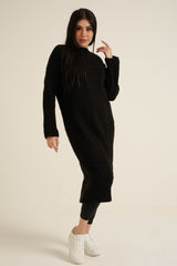Black Knit Long Jumper Dress