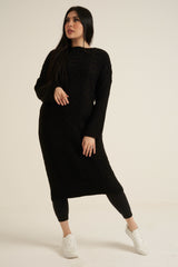 Black Knit Long Jumper Dress