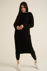Black Knit Long Jumper Dress