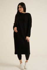 Black Knit Long Jumper Dress