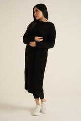 Black Knit Long Jumper Dress