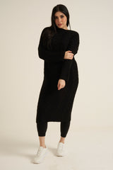 Black Knit Long Jumper Dress
