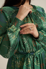 Severo Green Long Sleeve Maxi dress