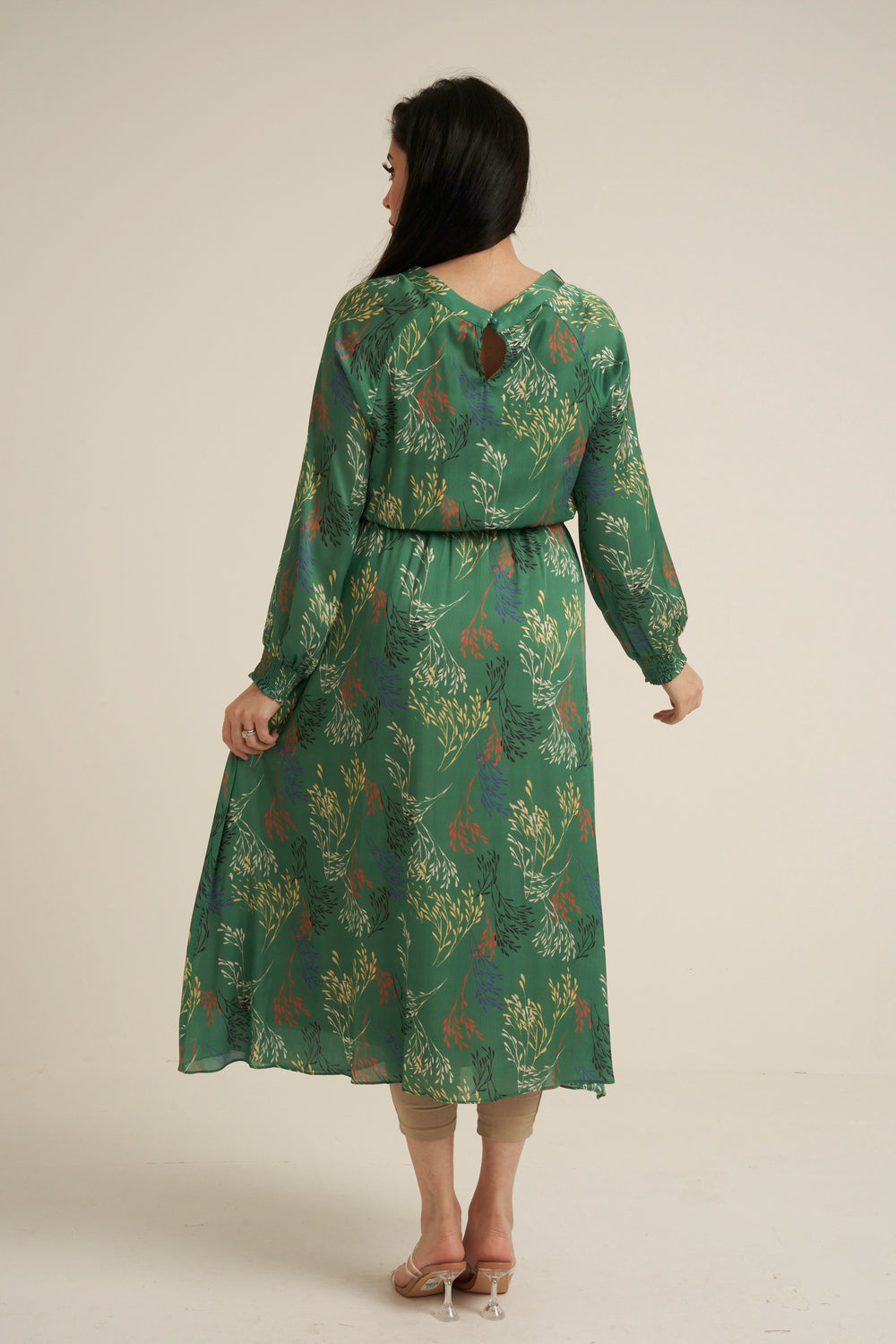 Severo Green Long Sleeve Maxi dress