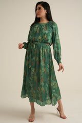 Severo Green Long Sleeve Maxi dress