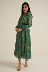 Severo Green Long Sleeve Maxi dress