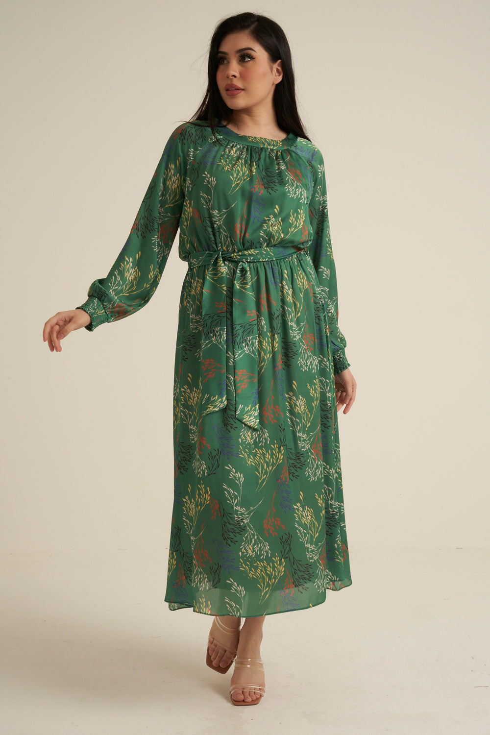 Severo Green Long Sleeve Maxi dress
