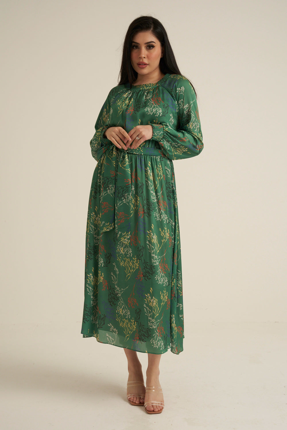 Severo Green Long Sleeve Maxi dress