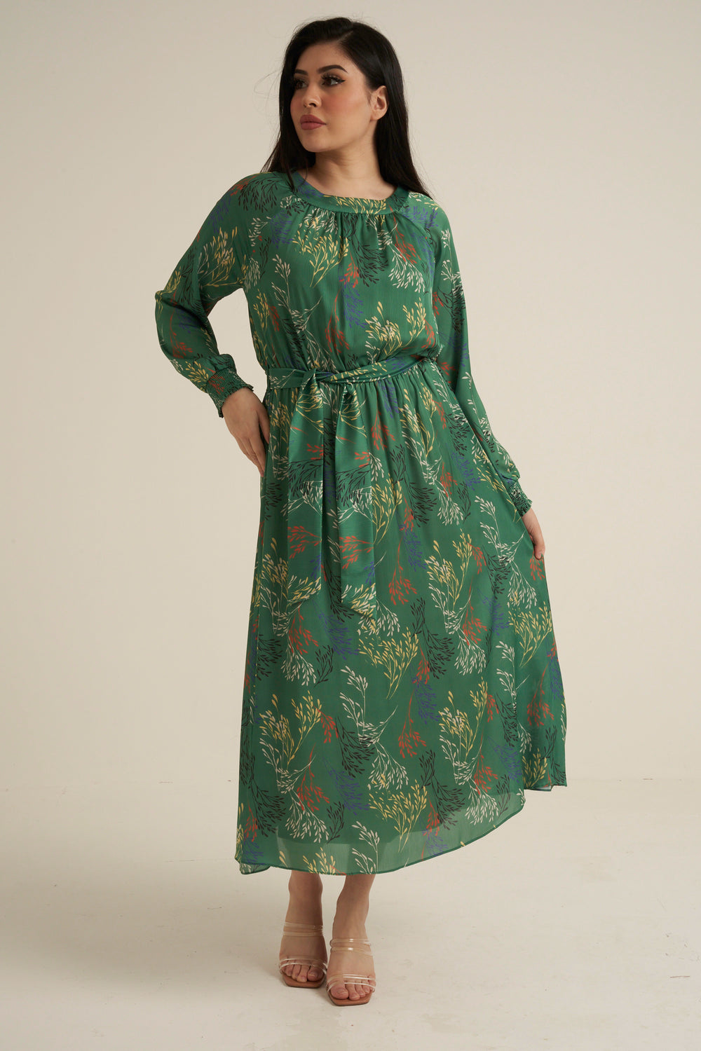 Severo Green Long Sleeve Maxi dress