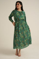 Severo Green Long Sleeve Maxi dress