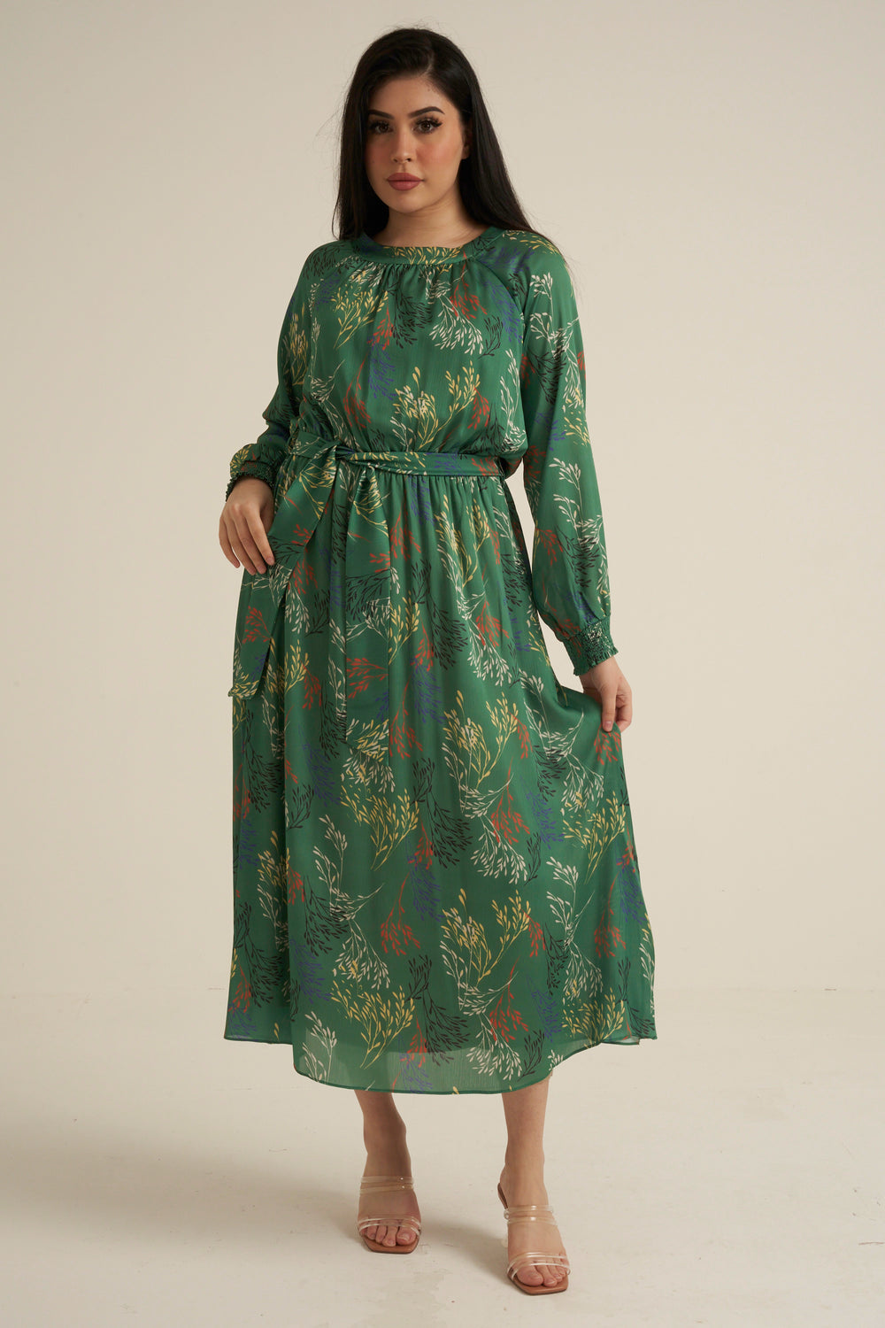 Severo Green Long Sleeve Maxi dress