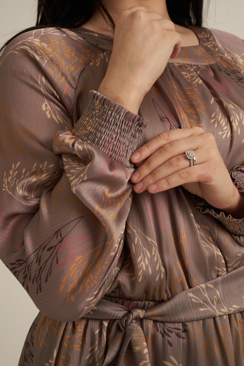 Severo Greige Long Sleeve Maxi dress