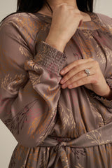 Severo Greige Long Sleeve Maxi dress