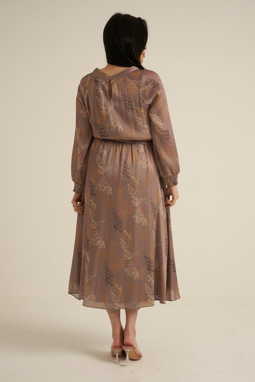 Severo Greige Long Sleeve Maxi dress