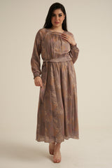 Severo Greige Long Sleeve Maxi dress