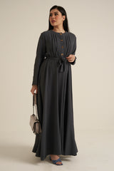 Charcoal Grey Buttoned Maxi Dress