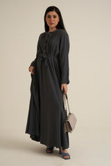 Charcoal Grey Buttoned Maxi Dress