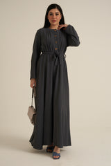 Charcoal Grey Buttoned Maxi Dress