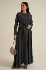 Charcoal Grey Buttoned Maxi Dress