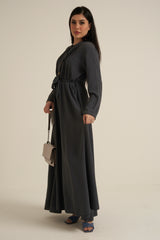 Charcoal Grey Buttoned Maxi Dress