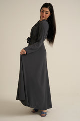 Charcoal Grey Buttoned Maxi Dress