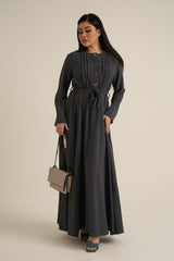 Charcoal Grey Buttoned Maxi Dress