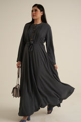 Charcoal Grey Buttoned Maxi Dress
