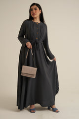Charcoal Grey Buttoned Maxi Dress