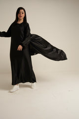 Black Shimmer Open Abaya