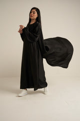 Black Shimmer Open Abaya