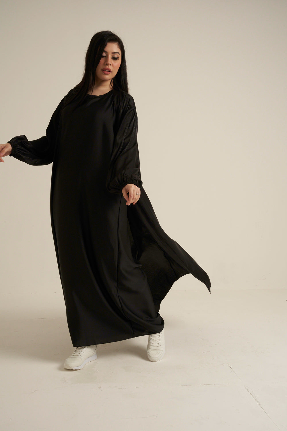 Black Shimmer Open Abaya