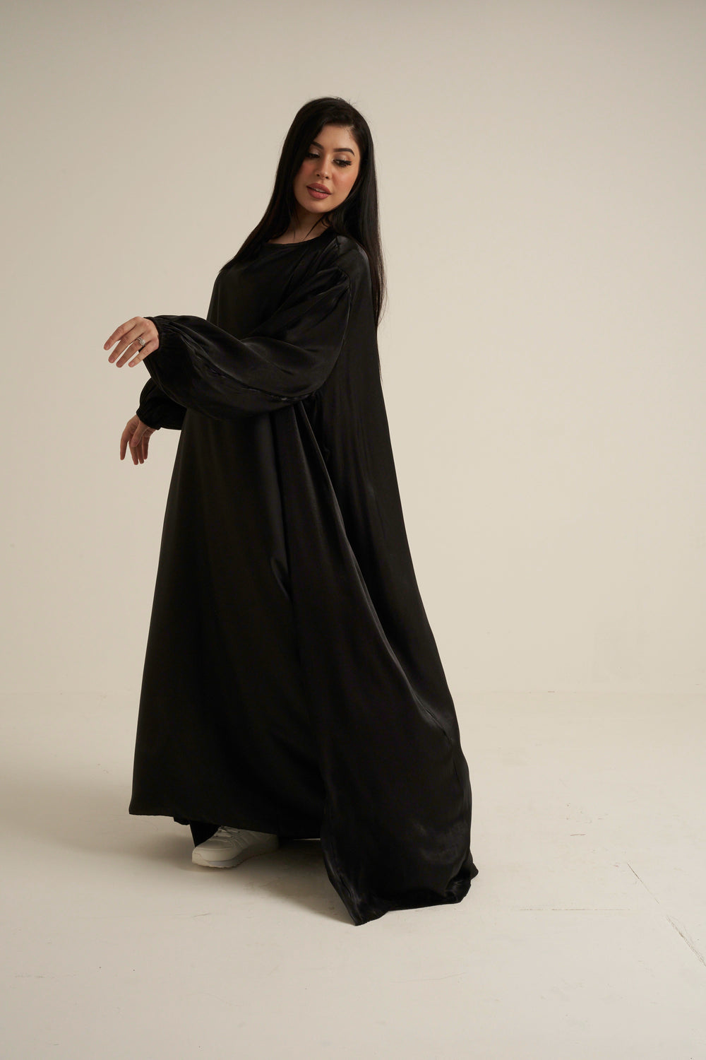 Black Shimmer Open Abaya