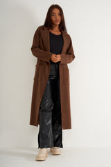 Chocolate Longline belted coat