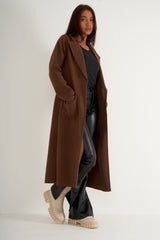 Chocolate Longline belted coat