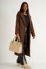 Chocolate Longline belted coat
