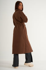 Chocolate Longline belted coat
