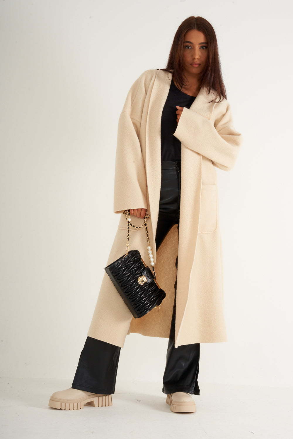 Cream Longline coat