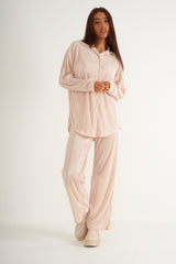 Cream pleated Co ord Set