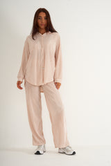 Cream pleated Co ord Set