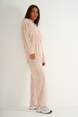 Cream pleated Co ord Set