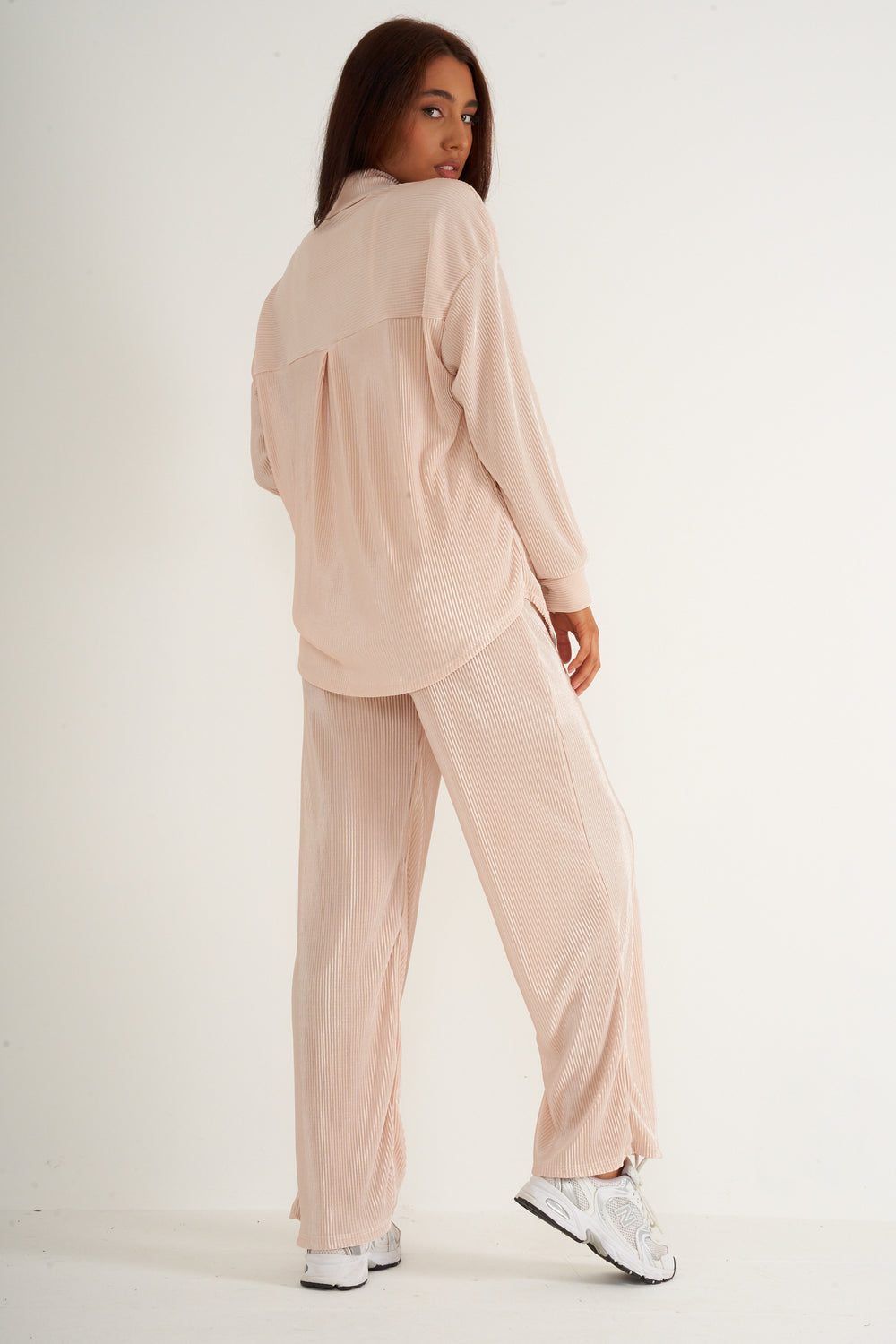 Cream pleated Co ord Set